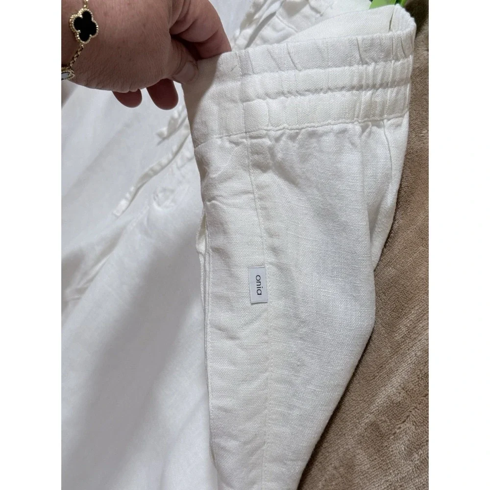 Onia White Linen Drawstring Chinos